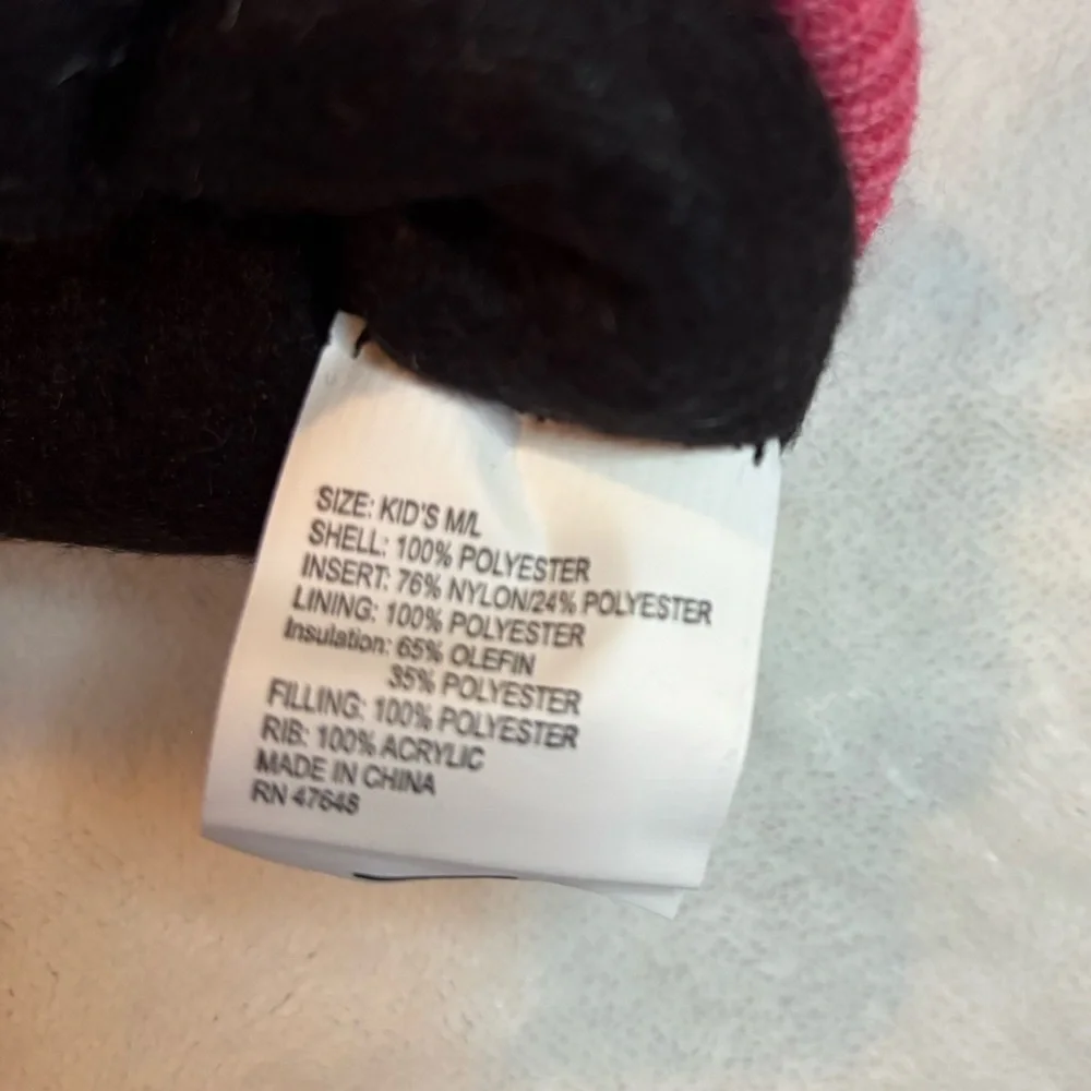 NWOT 3M Thinsulate Mittens Kids Pink and Gray Size M/L